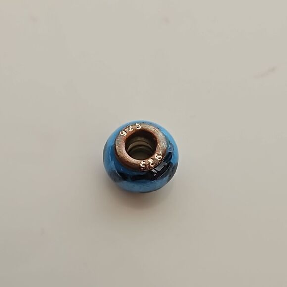 Murano Glass Bead 925 Blue/ Black - Picture 13 of 16